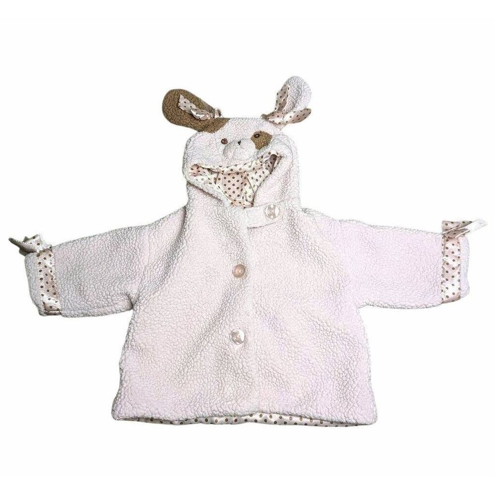 Bearington collection pink brown puppy dog ears & tail fuzzy jacket 6-12 M baby